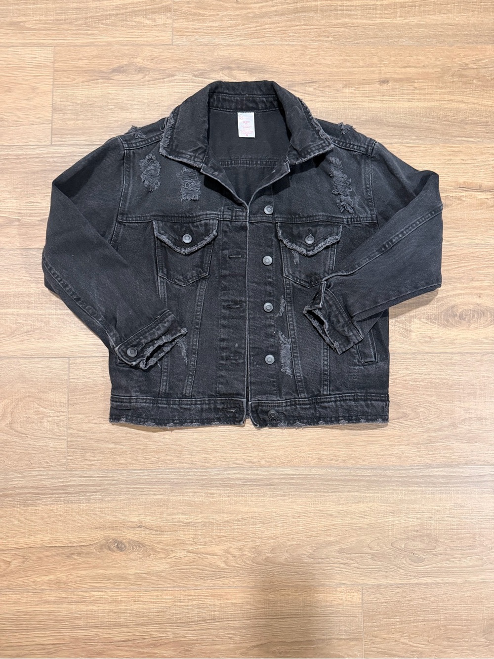 No Boundaries Black Distressed Denim Jacket
